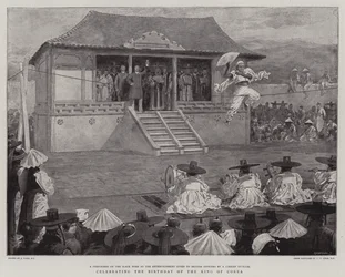 Het vieren van de verjaardag van de koning van Korea